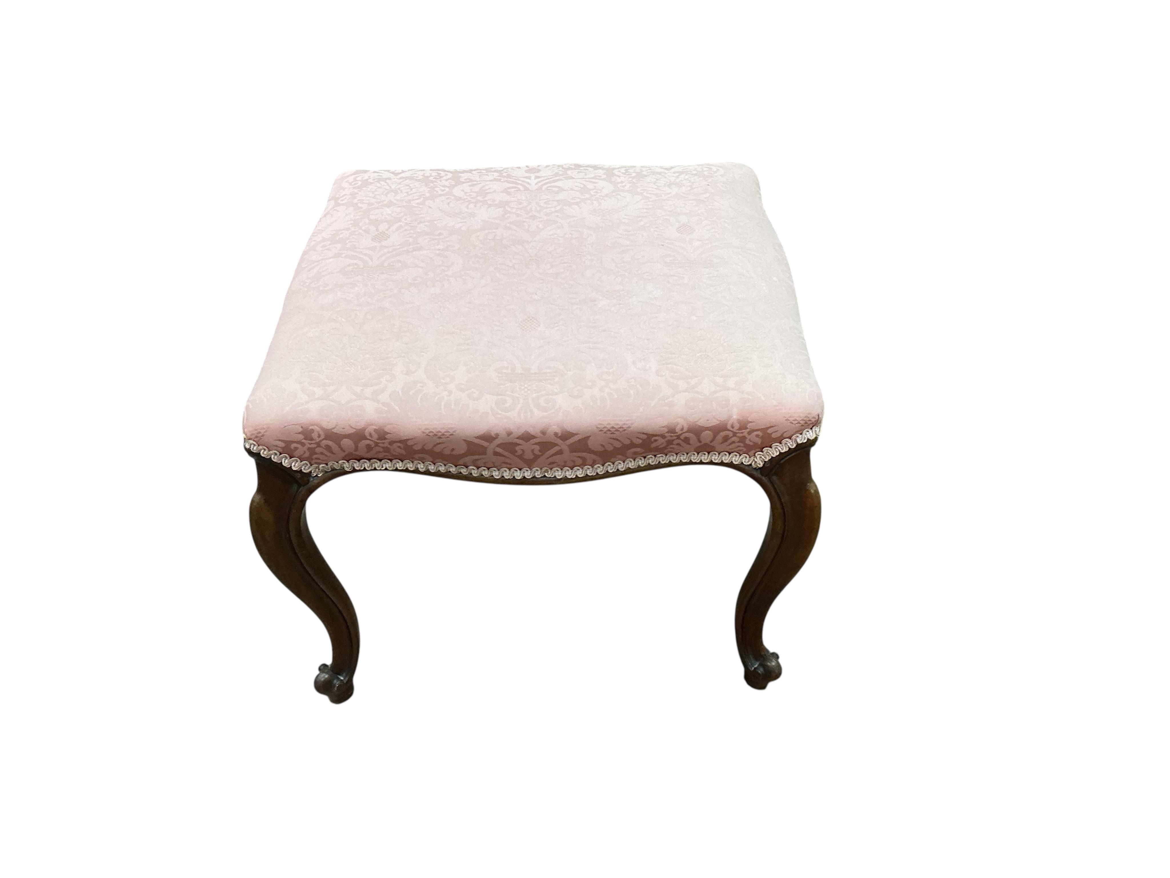 A Victorian mahogany dressing stool, width 56cm, depth 54cm, height 47cm